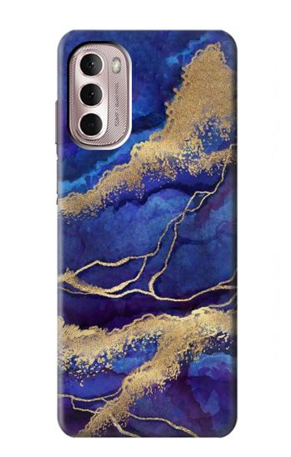 W3906 Navy Blue Purple Marble Hard Case and Leather Flip Case For Motorola Moto G Stylus 4G (2022)