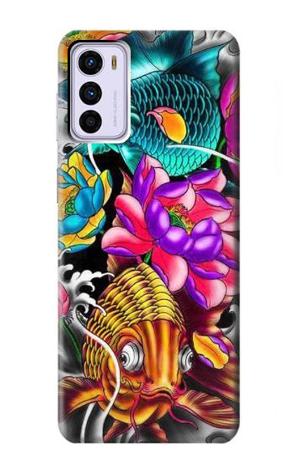 W1630 Fish Japanese Oriental Tattoo Hard Case and Leather Flip Case For Motorola Moto G42