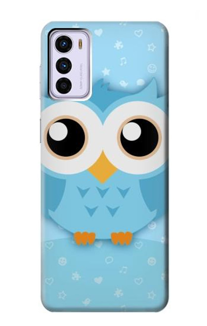 W3029 Cute Blue Owl Hard Case and Leather Flip Case For Motorola Moto G42