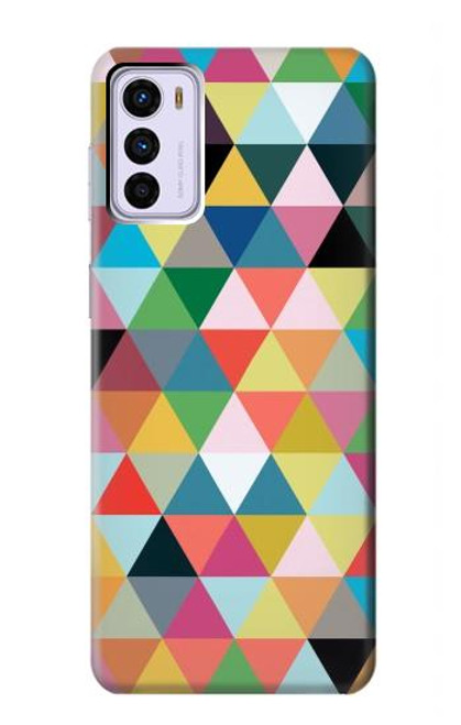 W3049 Triangles Vibrant Colors Hard Case and Leather Flip Case For Motorola Moto G42