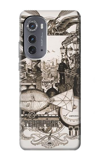 W1681 Steampunk Drawing Hard Case and Leather Flip Case For Motorola Edge (2022)