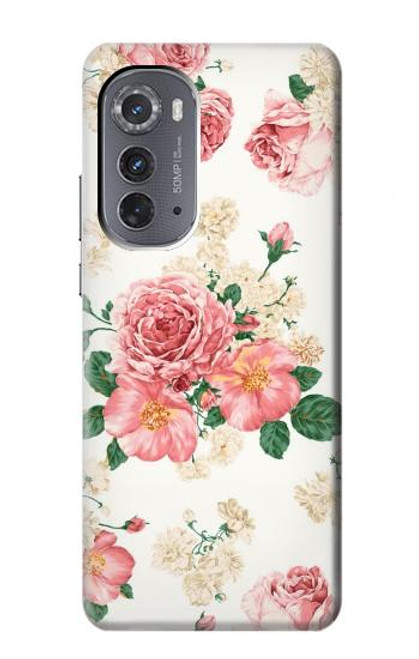 W1859 Rose Pattern Hard Case and Leather Flip Case For Motorola Edge (2022)