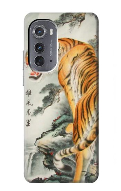 W1934 Chinese Tiger Painting Hard Case and Leather Flip Case For Motorola Edge (2022)