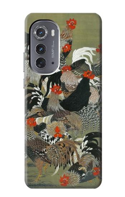 W2699 Ito Jakuchu Rooster Hard Case and Leather Flip Case For Motorola Edge (2022)