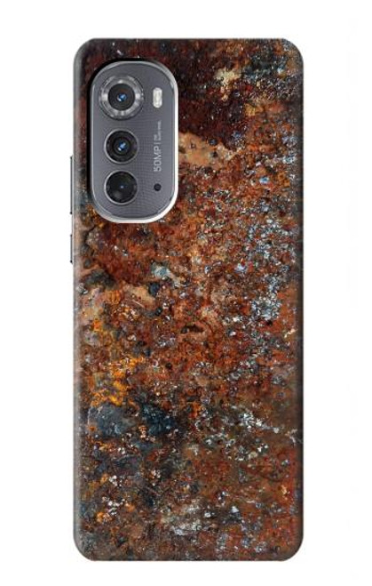 W2714 Rust Steel Texture Graphic Printed Hard Case and Leather Flip Case For Motorola Edge (2022)