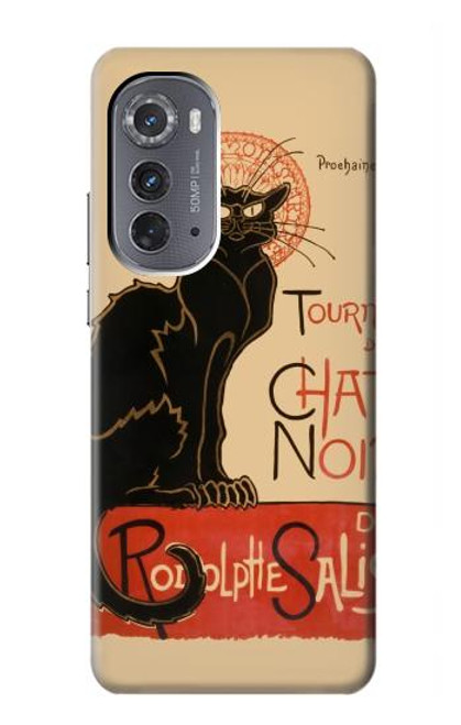 W2739 Chat Noir Black Cat Vintage Hard Case and Leather Flip Case For Motorola Edge (2022)