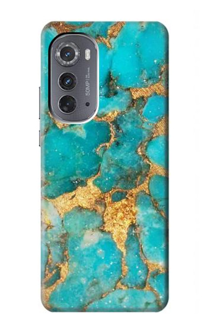 W2906 Aqua Turquoise Stone Hard Case and Leather Flip Case For Motorola Edge (2022)