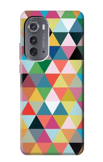 W3049 Triangles Vibrant Colors Hard Case and Leather Flip Case For Motorola Edge (2022)