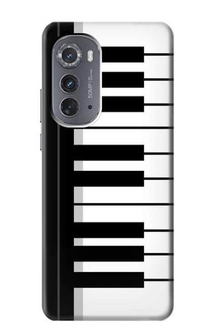 W3078 Black and White Piano Keyboard Hard Case and Leather Flip Case For Motorola Edge (2022)