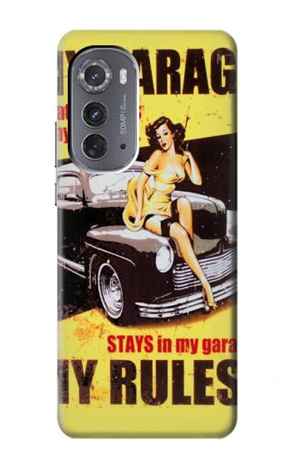 W3198 My Garage Pinup Girl Hard Case and Leather Flip Case For Motorola Edge (2022)