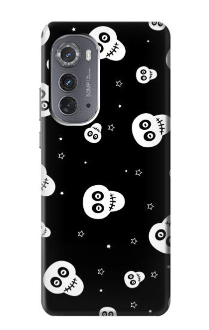 W3261 Smile Skull Halloween Pattern Hard Case and Leather Flip Case For Motorola Edge (2022)