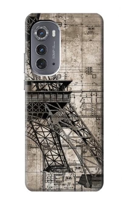 W3416 Eiffel Tower Blueprint Hard Case and Leather Flip Case For Motorola Edge (2022)