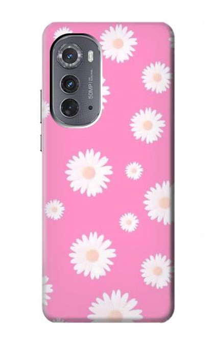 W3500 Pink Floral Pattern Hard Case and Leather Flip Case For Motorola Edge (2022)