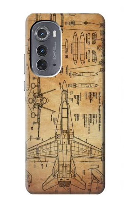 W3868 Aircraft Blueprint Old Paper Hard Case and Leather Flip Case For Motorola Edge (2022)