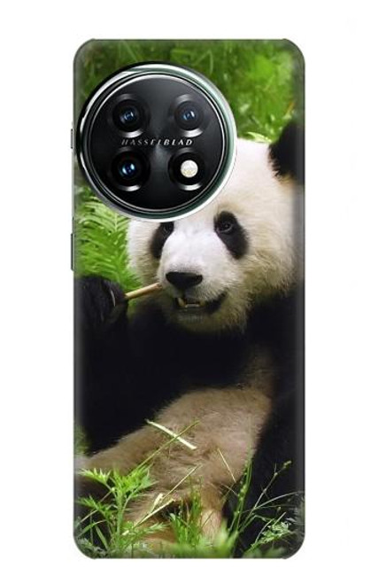 W1073 Panda Enjoy Eating Hard Case and Leather Flip Case For OnePlus 11