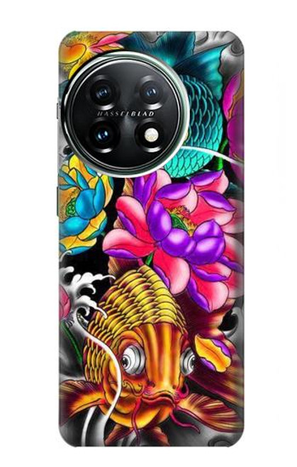 W1630 Fish Japanese Oriental Tattoo Hard Case and Leather Flip Case For OnePlus 11