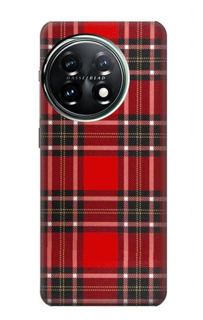 W2374 Tartan Red Pattern Hard Case and Leather Flip Case For OnePlus 11