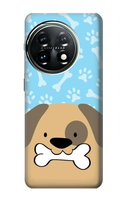 W2669 Cute Dog Paws Bones Cartoon Hard Case and Leather Flip Case For OnePlus 11