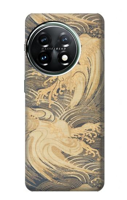 W2680 Japan Art Obi With Stylized Waves Hard Case and Leather Flip Case For OnePlus 11