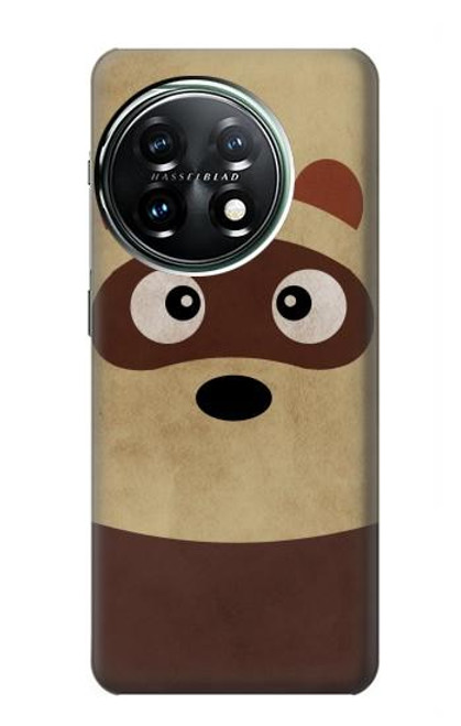 W2825 Cute Cartoon Raccoon Hard Case and Leather Flip Case For OnePlus 11