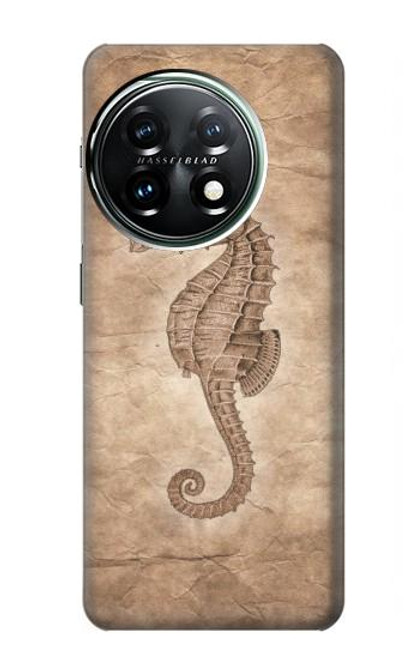 W3214 Seahorse Skeleton Fossil Hard Case and Leather Flip Case For OnePlus 11