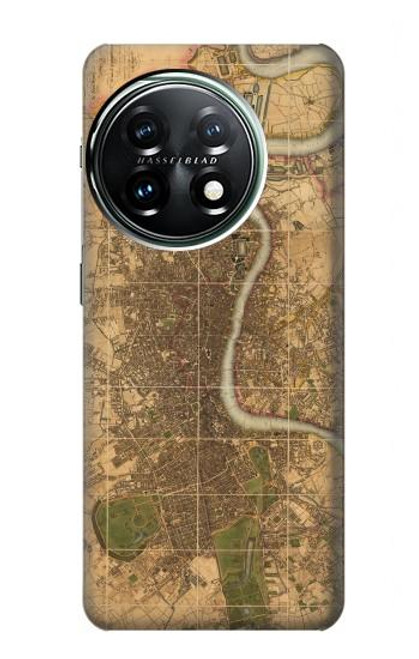 W3230 Vintage Map of London Hard Case and Leather Flip Case For OnePlus 11