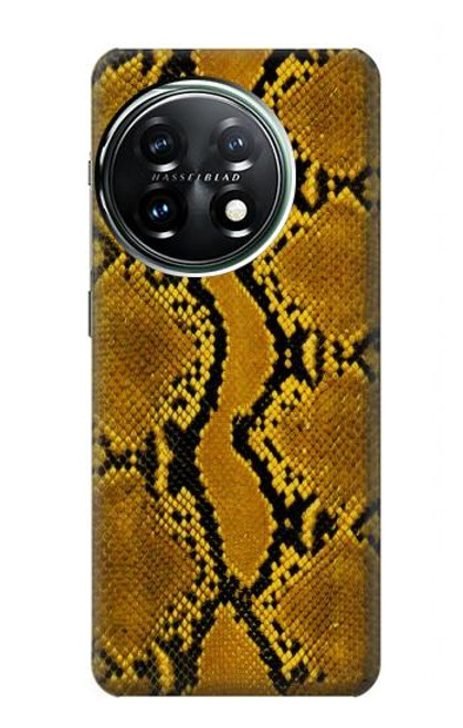 W3365 Yellow Python Skin Graphic Print Hard Case and Leather Flip Case For OnePlus 11