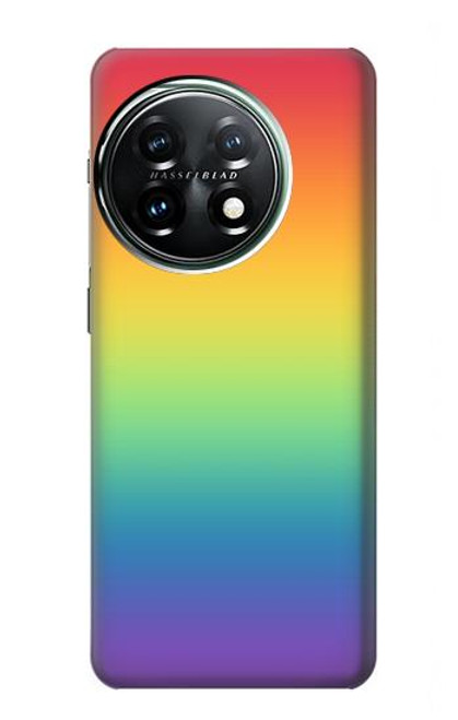 W3698 LGBT Gradient Pride Flag Hard Case and Leather Flip Case For OnePlus 11