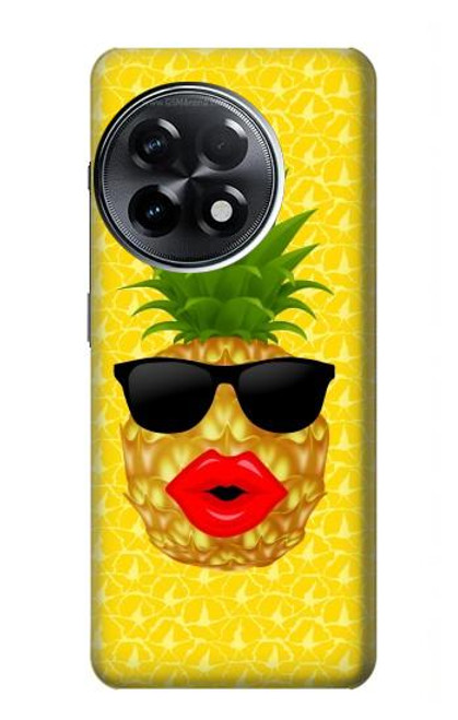 W2443 Funny Pineapple Sunglasses Kiss Hard Case and Leather Flip Case For OnePlus 11R