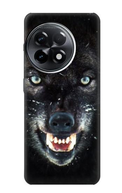 W2823 Black Wolf Blue Eyes Face Hard Case and Leather Flip Case For OnePlus 11R