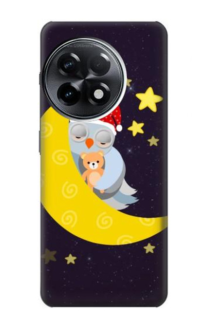 W2849 Cute Sleepy Owl Moon Night Hard Case and Leather Flip Case For OnePlus 11R