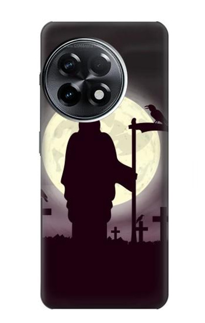 W3262 Grim Reaper Night Moon Cemetery Hard Case and Leather Flip Case For OnePlus 11R