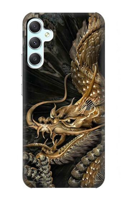 W0426 Gold Dragon Hard Case and Leather Flip Case For Samsung Galaxy A34 5G