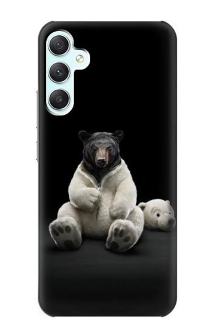 W0878 Black Bear Hard Case and Leather Flip Case For Samsung Galaxy A34 5G