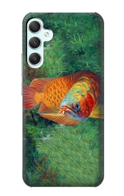 W1157 Red Arowana Fish Hard Case and Leather Flip Case For Samsung Galaxy A34 5G