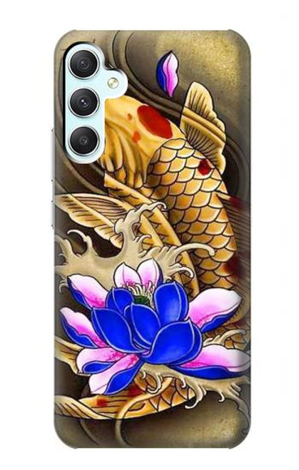 W1604 Carp Koi Fish Japanese Tattoo Hard Case and Leather Flip Case For Samsung Galaxy A34 5G