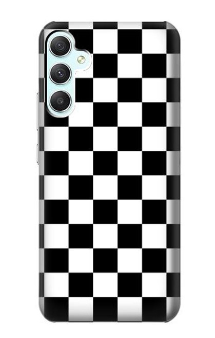 W1611 Black and White Check Chess Board Hard Case and Leather Flip Case For Samsung Galaxy A34 5G