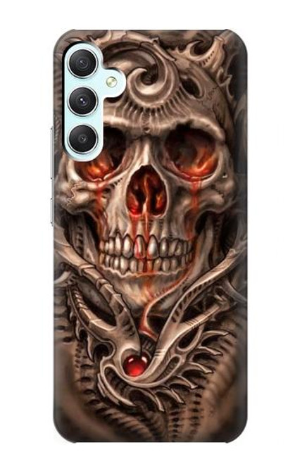 W1675 Skull Blood Tattoo Hard Case and Leather Flip Case For Samsung Galaxy A34 5G