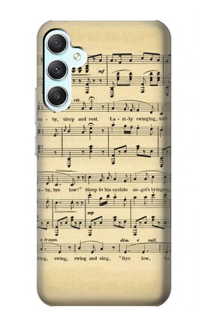 W2504 Vintage Music Sheet Hard Case and Leather Flip Case For Samsung Galaxy A34 5G