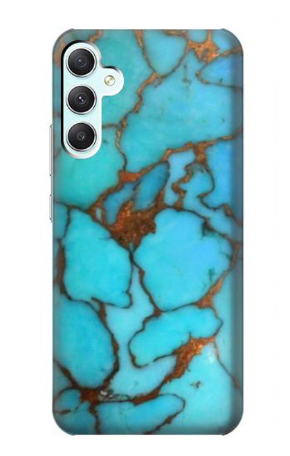 W2685 Aqua Turquoise Gemstone Graphic Printed Hard Case and Leather Flip Case For Samsung Galaxy A34 5G