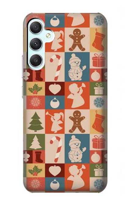 W2854 Cute Xmas Pattern Hard Case and Leather Flip Case For Samsung Galaxy A34 5G