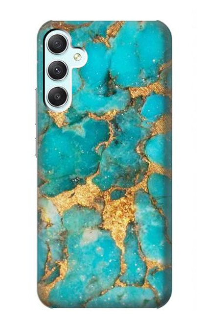 W2906 Aqua Turquoise Stone Hard Case and Leather Flip Case For Samsung Galaxy A34 5G