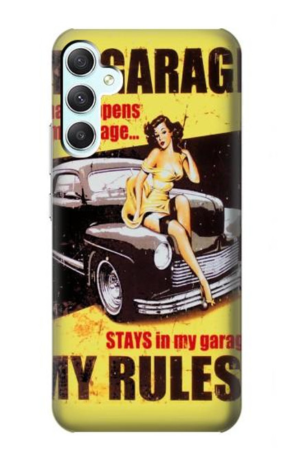 W3198 My Garage Pinup Girl Hard Case and Leather Flip Case For Samsung Galaxy A34 5G