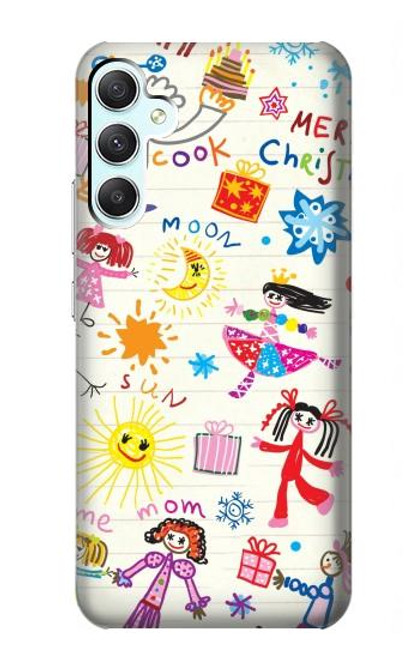 W3280 Kids Drawing Hard Case and Leather Flip Case For Samsung Galaxy A34 5G