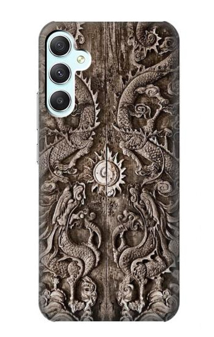 W3395 Dragon Door Hard Case and Leather Flip Case For Samsung Galaxy A34 5G