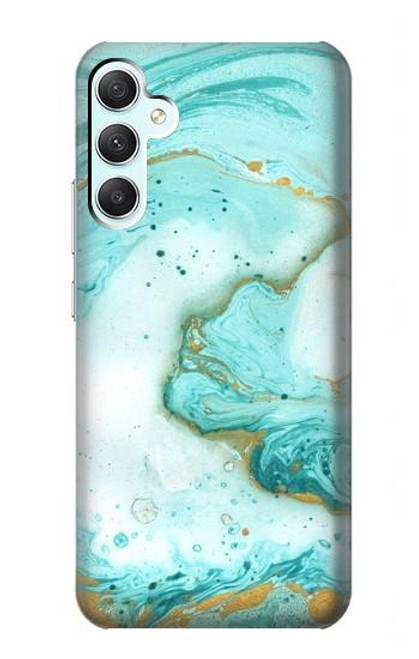 W3399 Green Marble Graphic Print Hard Case and Leather Flip Case For Samsung Galaxy A34 5G