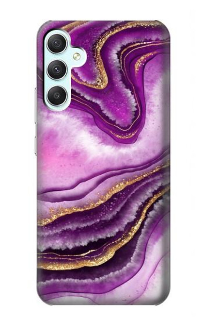 W3896 Purple Marble Gold Streaks Hard Case and Leather Flip Case For Samsung Galaxy A34 5G
