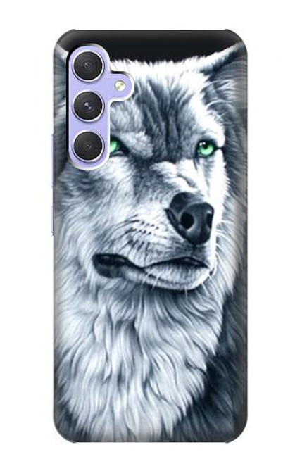 W0123 Grim White Wolf Hard Case and Leather Flip Case For Samsung Galaxy A54 5G