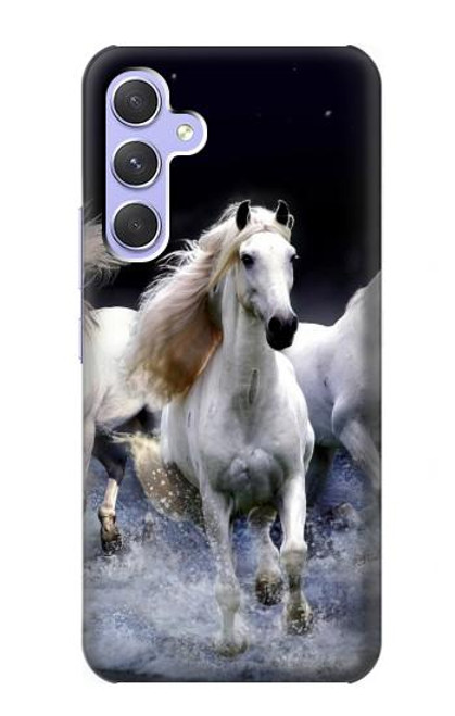 W0246 White Horse Hard Case and Leather Flip Case For Samsung Galaxy A54 5G