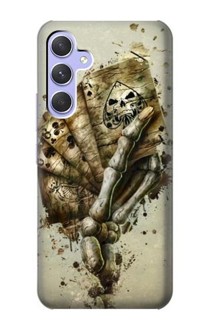 W0550 Skull Card Poker Hard Case and Leather Flip Case For Samsung Galaxy A54 5G